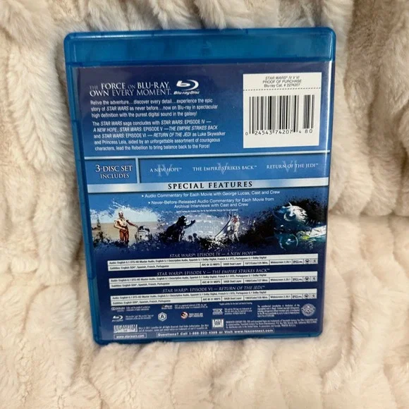 Star Wars The Original Trilogy Blu Ray 3 Disc Set A New Hope Empire Strikes Jedi - Picture 2 of 6